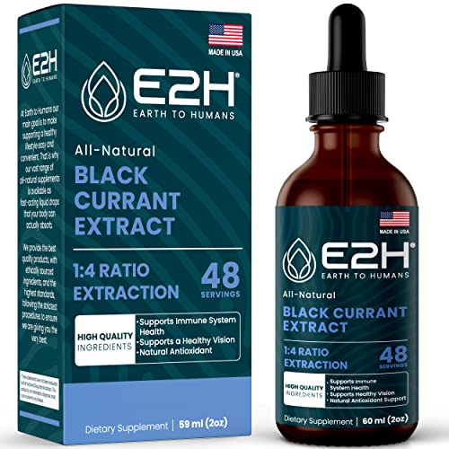 E2H Natural Black Currant Extract, Cold Pressed Black Currant Seed - Immune System Health - Fast Absorbing Liquid - 2 Fl Oz