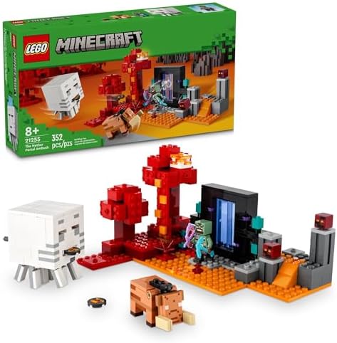 LEGO Minecraft The Nether Portal Ambush Adventure Set, Building Toy for Kids with Minecraft Action Figures and Battle Scenes, Minecraft Toy for Boys, Girls and Gamers Ages 8 and Up, 21255