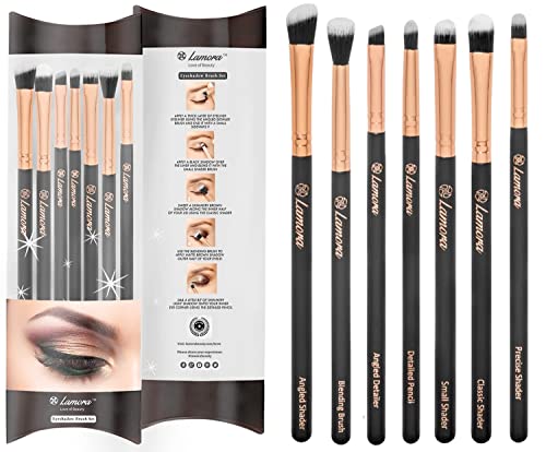 Eye Makeup Brushes Eyeshadow Brush Set - 7pcs Soft Synthetic Eyeshadow Blending Brush Kit - For Blending Eyeshadow, Eyeliner, Crease, Eyebrow - Long Lasting, Apply Better, Flawless Look Makeup