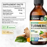Turmeric Supplement Tincture - Organic Turmeric Curcumin 1200mg with Black Pepper Extract for Joint Health - Alcohol and Sugar Free - Vegan Drops 4 Fl.Oz.