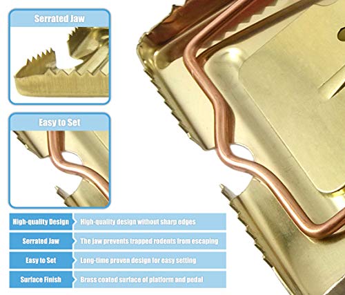 made2catch Pack of 4 Classic Metal Rat Traps Brass Coated - Strong Snap Trap for Rats - Rat Control - Humane Rat Traps That Work - 4 Traps