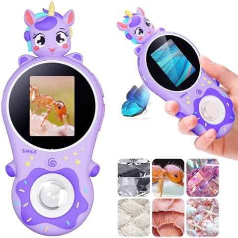 Purple Kids Microscope-Mini Handheld Digital Toy Microscope,Biological Microscopes for Kids Educational Science Toys,Christmas Birthday Gifts for Age 3 4 5 6 7 8 Girls&Boys