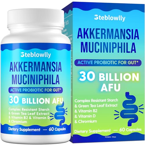 Akkermansia Muciniphila, 30 Billion AFU - Live Strain Akkermansia Probiotics for Women & Men, Enhances Gut Digestive Lining function, for GLP-1, Digestive, Gut, Immune & Overall Health, 1 Month Supply
