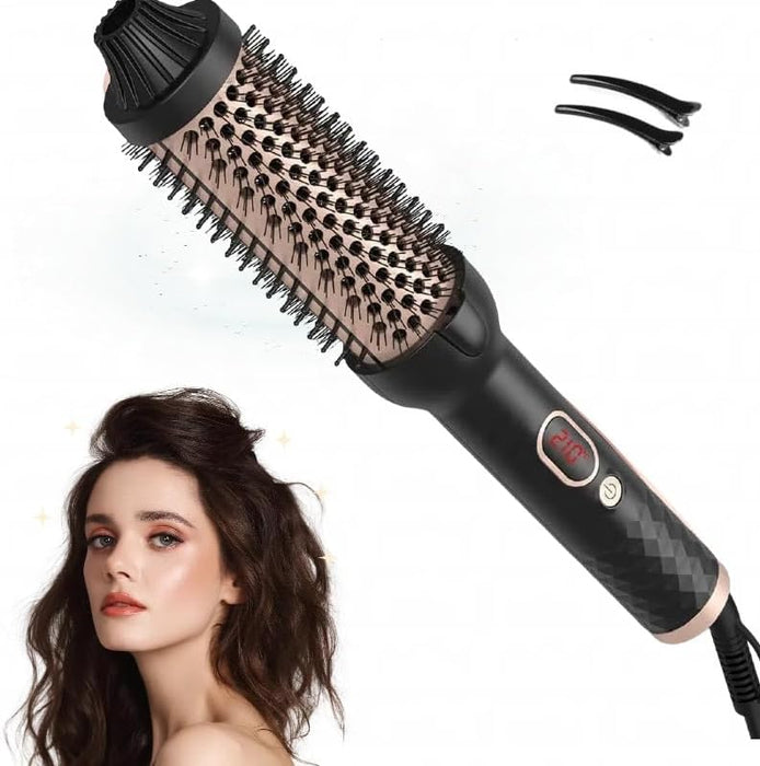 IUI Beauty Thermal Brush, 3-in-1 Pro Negative Ion Two PTC Heaters Thermal Brush, IUI Beauty 3-in-1 Negative Ion Perfect Style in 30 Seconds, Snag-Free Bristles for A Smooth (Black)