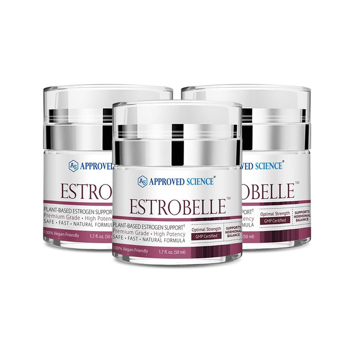 Approved Science Estrobelle - Estrogen Support Cream - Plant Based - Hormone-Free - 1.7 Fl Oz. each - Lemongrass Scent - 3 Month Supply