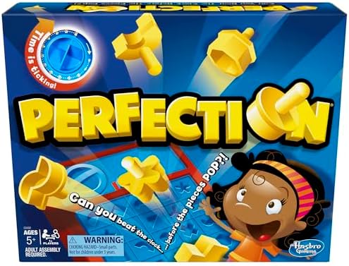Hasbro Gaming Perfection Game for Preschoolers and Kids Ages 5 and Up, Popping Shapes and Pieces, Preschool Board Games for 1 or More Players