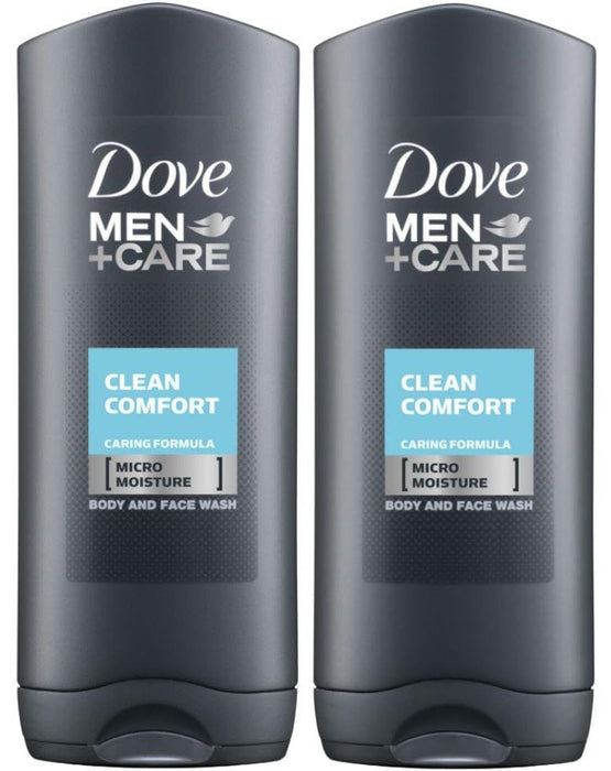 Dove Men Care Body and Face Wash, Hydrating Clean Comfort, 250 ml (8.5 fl oz), Value Bundle - Pack of 2