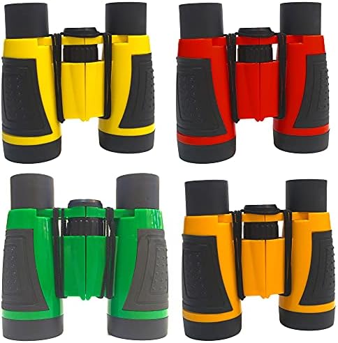 4 Pieces Kids Binoculars Set Compact Binoculars for Kids Adults Mini Pocket Lightweight Binocular for Bird Watching Outdoor Hiking Travel