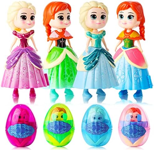 xutengy 4 Pack Easter Basket Stuffers Gifts Jumbo Princess Eggs，Deformation Prefilled Toys for Kids Toddler Boys Girls ，Easter Basket Essentials Fillers Party Favors Surprise Eggs