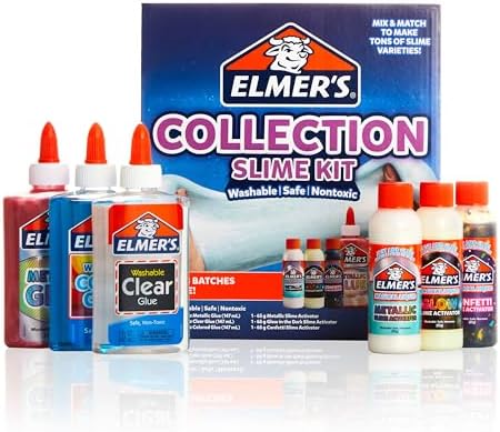Elmer's Collection Slime Kit | Supplies Include Glow In The Dark Magical Liquid Slime Activator, Metallic Magical Liquid, Confetti Magical Liquid, Translucent Glue, Metallic Glue, Clear Glue, 6 Count