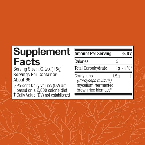 Host Defense Cordyceps Powder - Immune & Energy Support Supplement - Kidney Health Supplement with Cordyceps - Fitness Support Supplement to Aid Oxygen Uptake - 3.5 oz (66 Servings)*