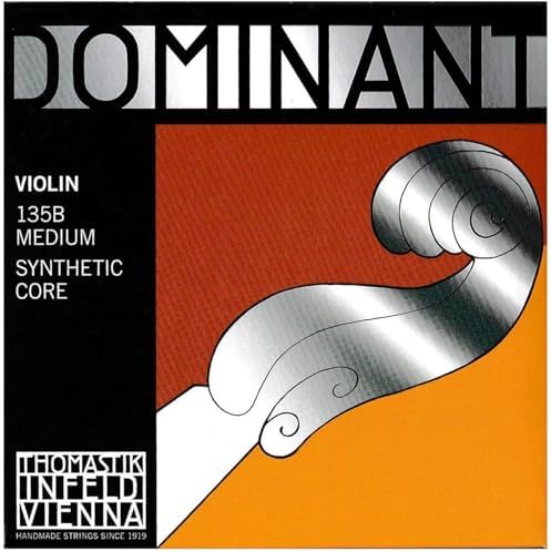 Thomastik-Infeld 135B Dominant Strings Set 4/4 with Steel E Ball - Corrosion Resistant Violin E String with Aluminum Wound Ball End - Flexible Violin Strings with Easy Modulation for a Rich Tone