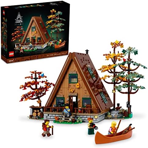 LEGO Ideas A-Frame Cabin 21338 Collectible Display Set, Buildable Model Kit for Adults, Gift for Nature and Architecture Lovers, Includes 4 Customizable Minifigures and 11 Animal Figures