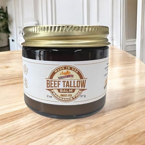 Beef Tallow Balm - 2 oz - Organic Grass Fed and Finished Tallow- Made in USA - Moisturizing Skin Care Fragrance Free