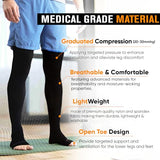 Doc Miller Thigh High Open Toe Compression Stockings 20-30mmHg for Varicose Veins, Pregnancy Support Open Toe Thigh High Compression Socks for Women and Men - 1 Pair Black XX-Large