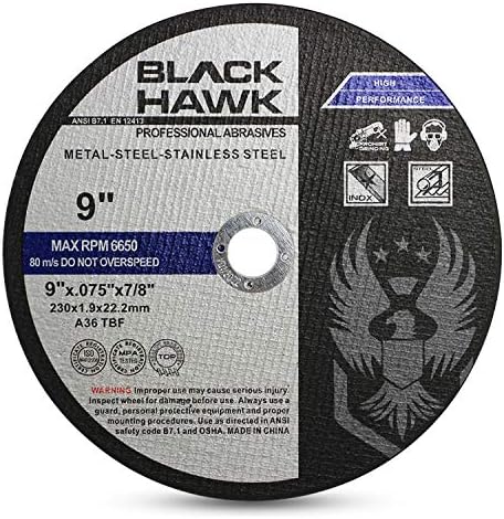BHA Metal and Stainless Steel Cut Off Wheels for Angle Grinders, 9” x .075” x 7/8” - 25 Pack