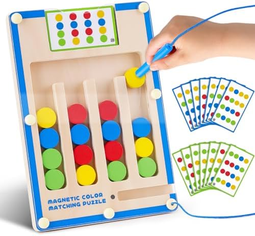 Kids Montessori Magnetic Wooden Toys: 3 4 5 6 7 Year Old Birthday Gift for Boys Girls Age 4-7 Preschool Educational Learning Activities Toy Sensory Autistic Puzzle Maze Game Present for Toddlers