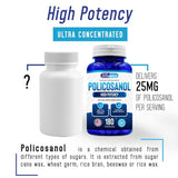 We Like Vitamins Policosanol 25mg - 180 Capsules - Policosanol Supplement Made from Natural Sugar Cane - Non-GMO and Gluten-Free