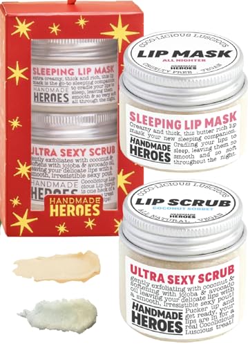Handmade Heroes Lip Care Gift Set - Lip Scrub and Lip Butter - Gentle Exfoliant, Sugar Lip Polish and Lip Exfoliator Scrubber for Chapped and Dry Lips, 1.23oz (Gift Set)