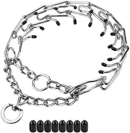 Prong Collars for Dogs, No Pull Dog Collar, Dog Training Collar for Large Medium Small Dogs, Stainless Steel Adjustable with Comfort Rubber Tips (Medium, 3.0mm, 19.6-Inch)
