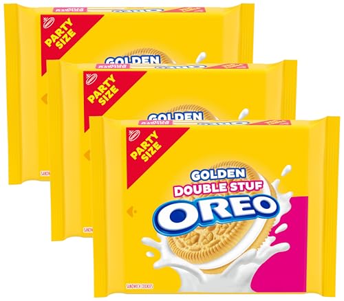 OREO Double Stuf Golden Sandwich Cookies, Party Size, 24.95 oz (Pack of 3)