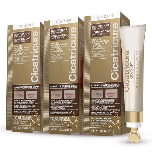 Cicatricure Gold Lift Dual Contour Eye and Lip Wrinkle Cream, Anti Aging Skin Care to Reduce Dark Circles, Puffiness & Expression Lines, 0.5 Ounce (Pack of 3)