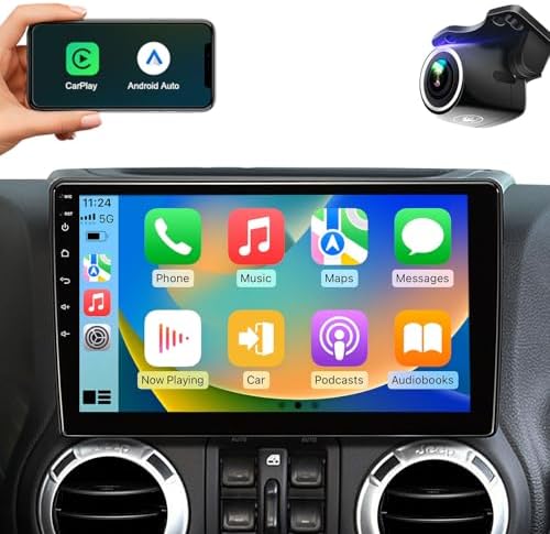 10.2 Inch Car Radio Stereo Upgrade Replacement for Jeep Wrangler JK Compass Grand Cherokee Dodge Ram with Wireless CarPlay/Android Auto/Touch Screen/Android12/GPS Navigation/HD Backup Camera