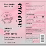 Eva NYC Kweeen Silver Body and Hair Glitter Spray for Shimmer, Washable Glitter Hairspray for Any Party Look, 4.9 oz