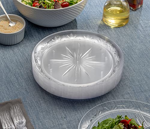 PLASTICPRO 9'' inch Premium Heavy Weight Crystal Clear Disposable Hard Plastic Dinnerware Party Plate Pack of 40