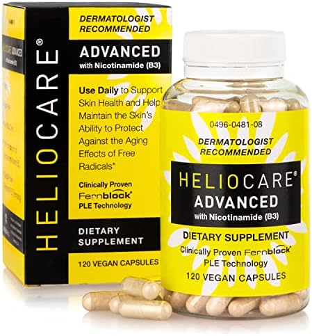 Heliocare Advanced Niacin B3 Supplement: Fernblock PLE Extract 240mg Per Serving - Supports Skin Cell Health W/Antioxidant Rich Vitamin B3 Niacin 500 mg - 120 Vegan Capsules