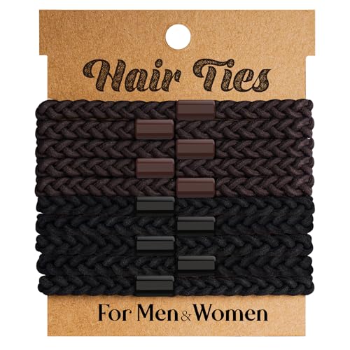 EasYoung 10pcs Braided Mens Hair Ties for Guys, for Buns Curly Thick Dense Hair Elastic Hair Ties For Men & Women, No Crease Hair Coils Hair Ties Men with Long Hair