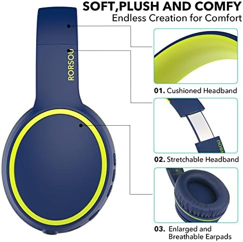 RORSOU B10 Wireless Bluetooth Over-Ear Headphones, Lightweight Folding