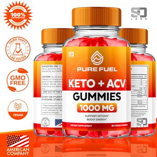 (2 Pack) Pure Fuel Keto ACV Gummies, Pure Fuel Keto Gummies Maximum Strength, Pure Fuel Keto + ACV Vegan Gummies Advanced Formula 1000MG Apple Cider Vinegar Plus Folic Acid Vitamin B12 (120 Gummies)