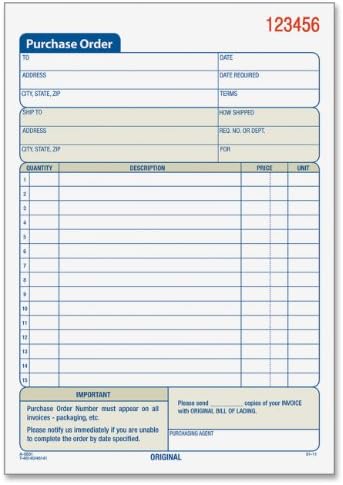 Adams Purchase Order Book, 3-Part Carbonless, White/Canary/Pink, 5-9/16 x 8-7/16 Inches, 50 Sets (TC5831)