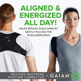 Gaiam Restore Posture Corrector for Women & Men - Neoprene Back Straightener Adjustable Straps Compact Brace Support for Clavicle, Neck, Shoulder, Invisible Pain Relief