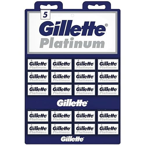 Gillette, 100 Gillette Platinum Double Edge Safety Razor Blades on a display card, 20 dispnesers of 5 Blades
