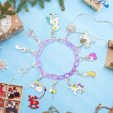 Christmas Advent Calendar 2024 for Girls Boys with 24 Days Unique Gift Countdown Calendar Blind Box Blue UnicornTheme DIY Creative Charm Pendant Bracelet Necklace Daughter Granddaughter niece