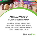 Natures Plus Animal Parade Gold Children's Multivitamin - Assorted Cherry, Orange & Grape Flavors - 120 Chewable Animal-Shaped Tablets - Vegetarian, Gluten Free - 60 Servings