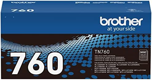 Brother Genuine TN760 High Yield Black Toner Cartridge, (For use with MFC-L2710DW MFC-L2750DW HL-L2350DW HL-L2370DW HL-L2395DW HL-L2390DW DCP-L2550DW Printers)