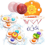 KKQ Bath Toys for Kids 3 4 5 6+ Years Old,Suction Cup Spinner Toys and Bathtub Basketball Hoop for Toddler Bath,Baby Bath Toys for Kids, Water Toys for Toddlers 4-8, Gift Ideal for Birthday Christmas