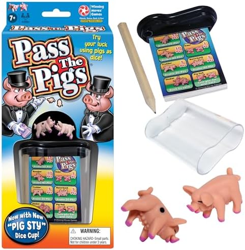 Pass The Pigs by Winning Moves Games USA, a Hilarious Pig Dice Game, Family Favorite for Over 40 Years, for 2 or more Players, Ages 7+ (1046)