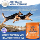 ZenBites 12-in-1 Dog Vitamins & Probiotics 120 Soft Chews - Organic Multivitamin with Glucosamine for Dogs - Joint Support Supplement for Dogs of All Ages,Sizes, & Breeds,Supports Skin,Heart,Immunity