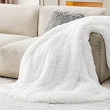 Bedsure Soft White Throw Blanket for Couch, Fluffy Fuzzy Blankets & Throws for Bed, Sofa, Cozy Plush Sherpa Fleece Faux Fur Blanket, Thick Warm Christmas Blanket Gifts for Women, Men, 50x60