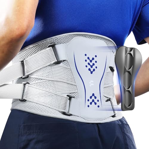 Back Brace for Lower Back Pain Relief, Ergonomic Curved Lumbar Support, Ultra Breathable Knitted Fabric, Adjustable Fit for Under Clothes, Sciatica, Scoliosis, Posture, Lifting, Size XXL
