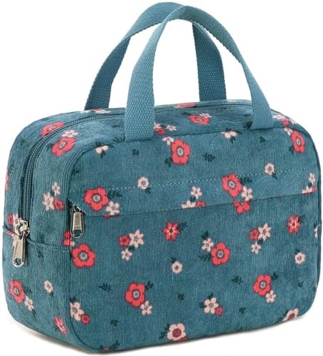 Makeup Bag for Women Girls Cute Corduroy Travel Cosmetic Tote Large Make Up Organizer Toiletry Bags Zipper Pouch Purse
