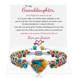 MOOGEEN To My Granddaughter Bracelet Jasper Heart Colorful Beades Bracelet Inspirational Birthday Graduation Christmas Gifts for Granddaughter from Grandma Grandpa Nana Gifts for Granddaughter