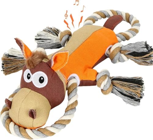 IOKHEIRA Dog Toys for Aggressive Chewers,Tough Indestructible Dog Toys,Squeaky Dog Toys for Large Dogs,Large Dog Toys to Keep Them Busy,Dog Chew Toys for Puppy Middle Big Dogs-Donkey, Orange