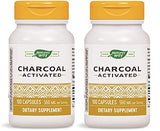 Nature's Way Activated Charcoal - Digestive Supplement - Active Charcoal Supplement - Binds Unwanted Materials & Gas in Digestive Tract* - Gluten Free - 100 Capsules, Pack of 2