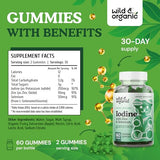 Wild & Organic Iodine Gummies - Iodine Supplements for Thyroid with Zinc & Selenium - Thyroid Gummies for Brain, Energy & Immune System - Iodine and Selenium Supplement - Apple Flavored 60 Gummy