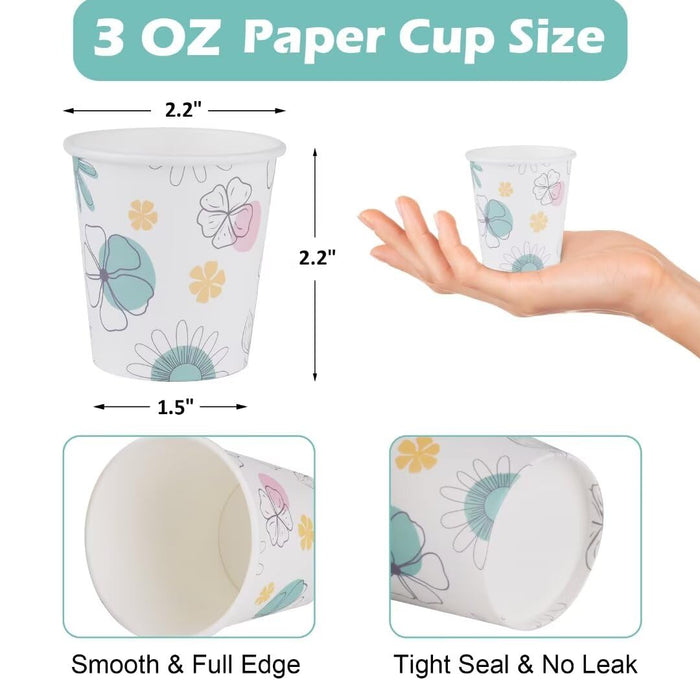 Lamosi 5 oz Bathroom Cups, Disposable Small Paper Cups 5 oz, Mini Mouthwash Cups, Daisy Paper Coffee Cups for Bathroom, Travel, Party, Picnic, Snack, BBQ (300 Pack)